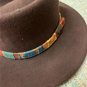 Brown Fedora with Multicolor Beaded Band